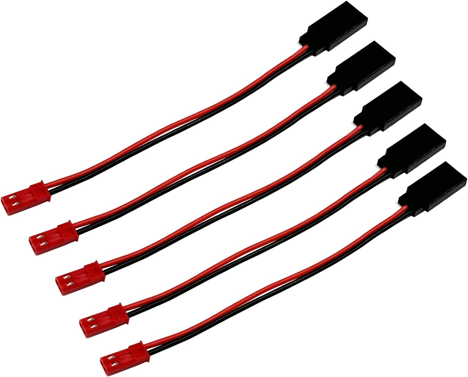 Lot De 5 Paires Câbles JST Vers JR – 20 AWG – 10 Cm – Silicone – Servo/Drone FPV/RC – 5 Mâles + 5 Femelles
