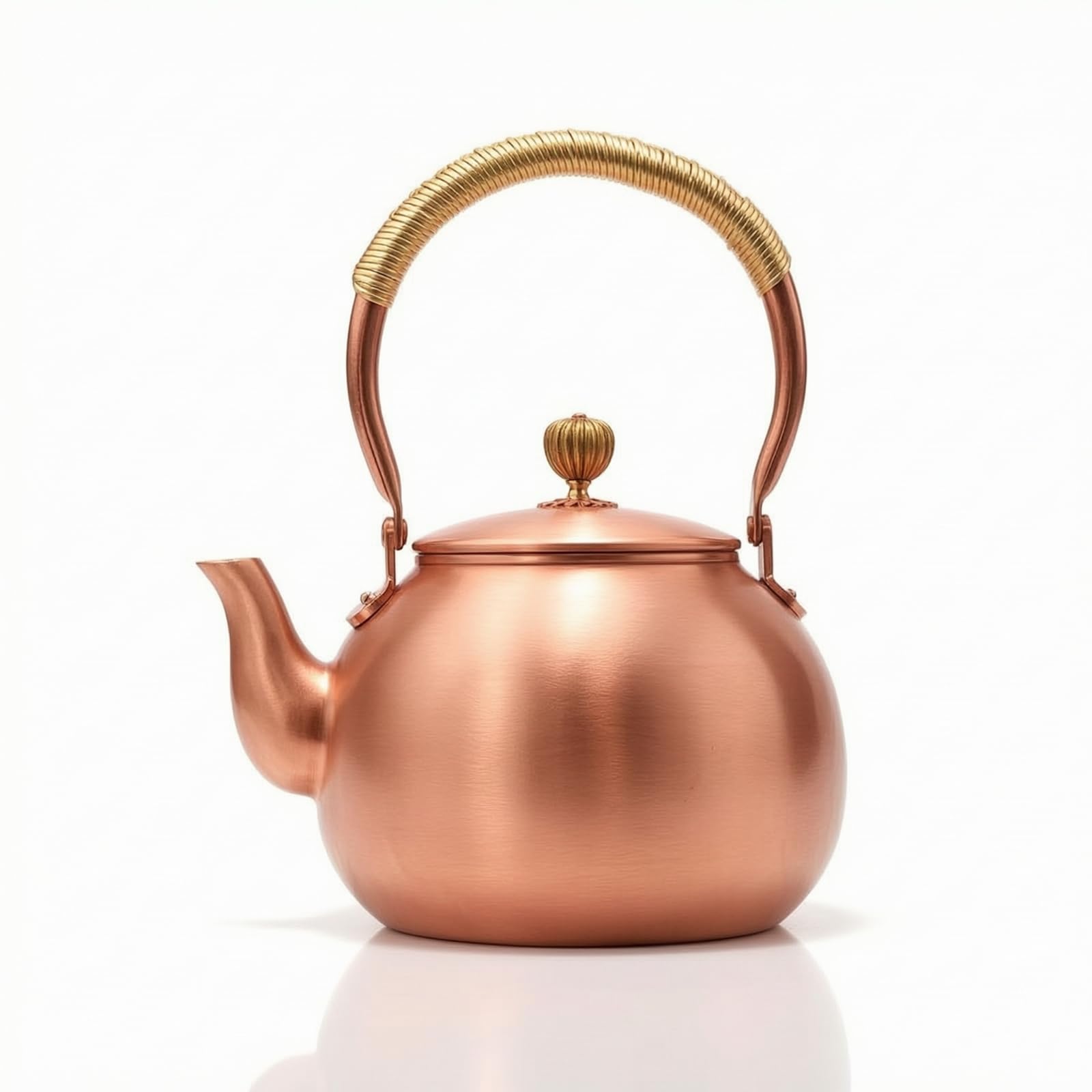 Tetera con Asa Tetera Cobre Tradicional Hervidor para Aficionados l Té Té, Coleccionis, Cocina, 1600ml, Liso