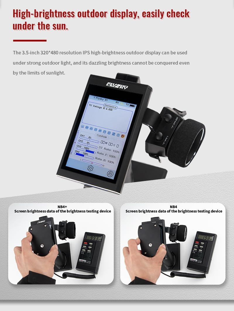 Flysky Noble NB4+ 2.4G 8CH Color IPS Touch Screen Radio Transmitter with FGR4S Receiver for RC Car Boat