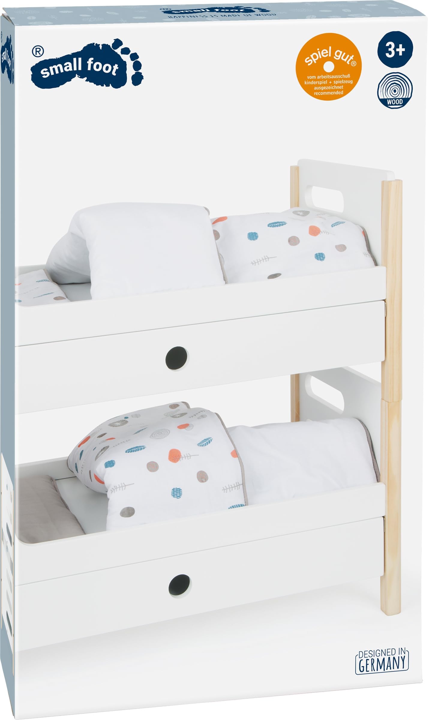 Small Foot Small Foot-11811 Cama litera de muñecas Little Button, Caja para Guardar Accesorios, a Partir de los 3 años de Edad. Toys, Color Blanco, Klein (11811)