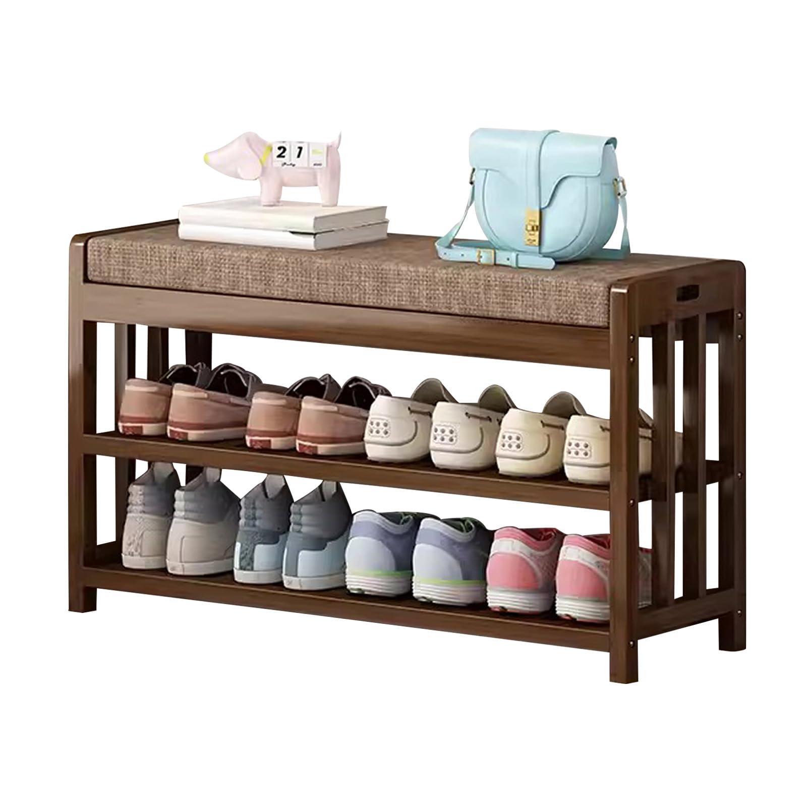 Banc de rangement à chaussures en lin élégant pour entrée et salon