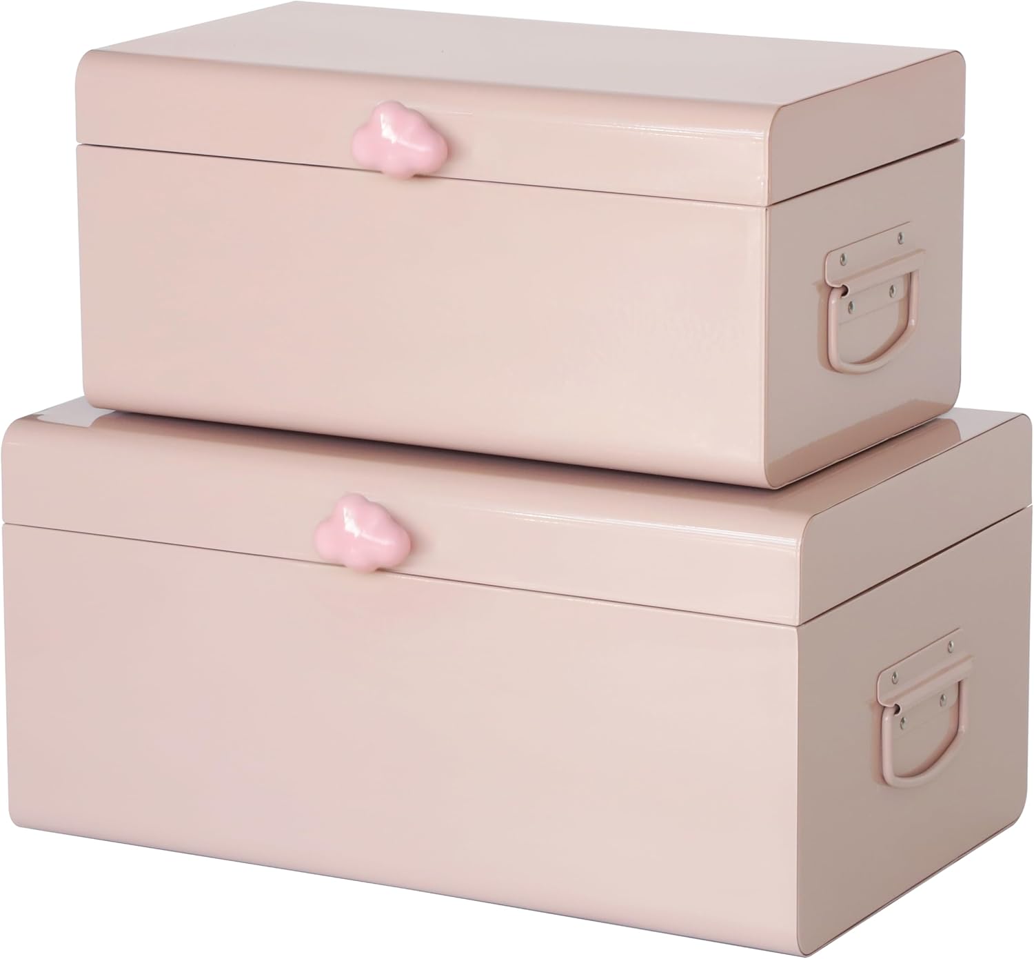 Vixdonos Large Decorative Box Set of 2 Metal Keepsake Trunk with Cloud-shaped Decorative Clasp for Reception,Wedding,Baby & Bridal Shower,17.3X10.6X8.3 Inches