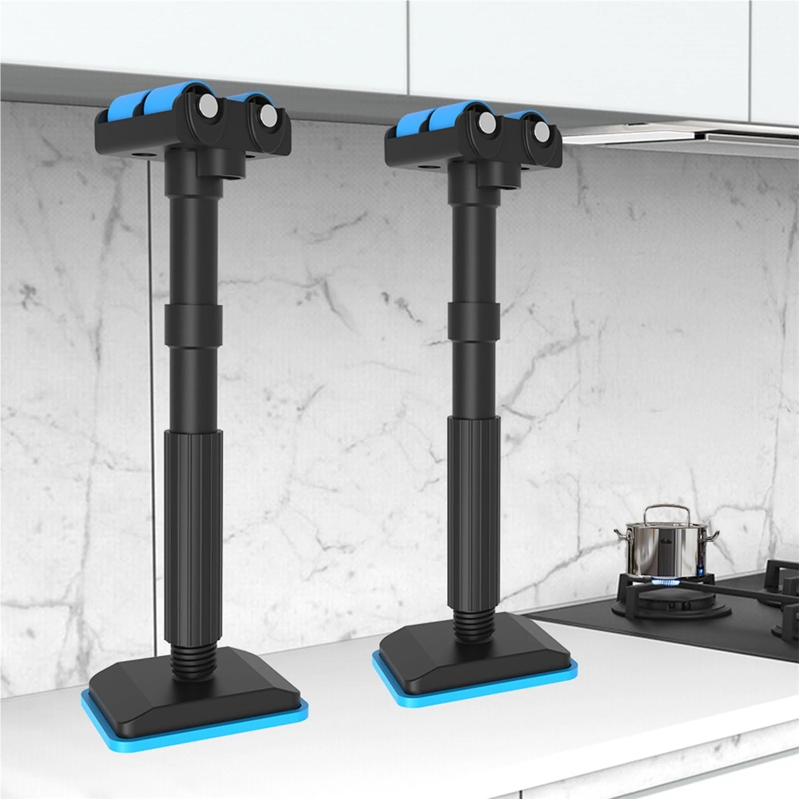 Etai De Soutien Télescopique Lot de 2 poteaux de Support réglables avec Rouleau, Dispositif de Levage Multifonction for réglage de la Hauteur, adapté à l'installation d'armoires