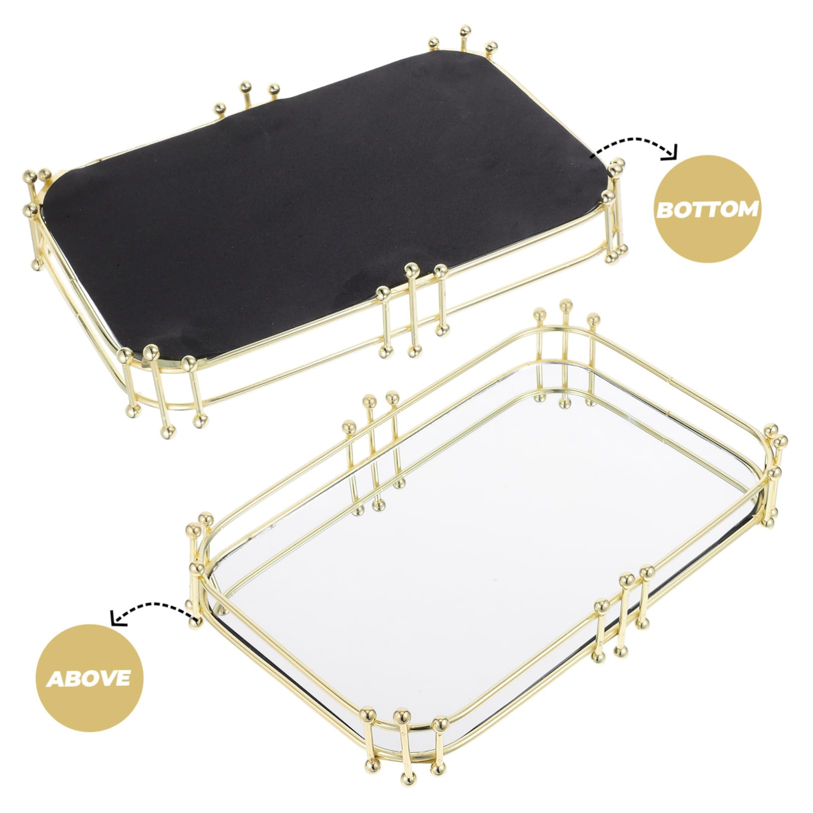 ABOOFAN Bandeja Decorativa para Tocador y Baño, Organizador de Maquillaje y Perfumes, Hierro Dorado, Gran Capacidad, Fácil de Limpiar