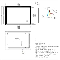Plumbsys LED Fürdőszobai Tükör 70x50 cm - 3 Színhőmérsékletű Világítás, Páramentesítő Funkcióval, Érintőkapcsolós, IP54 Vízálló 8