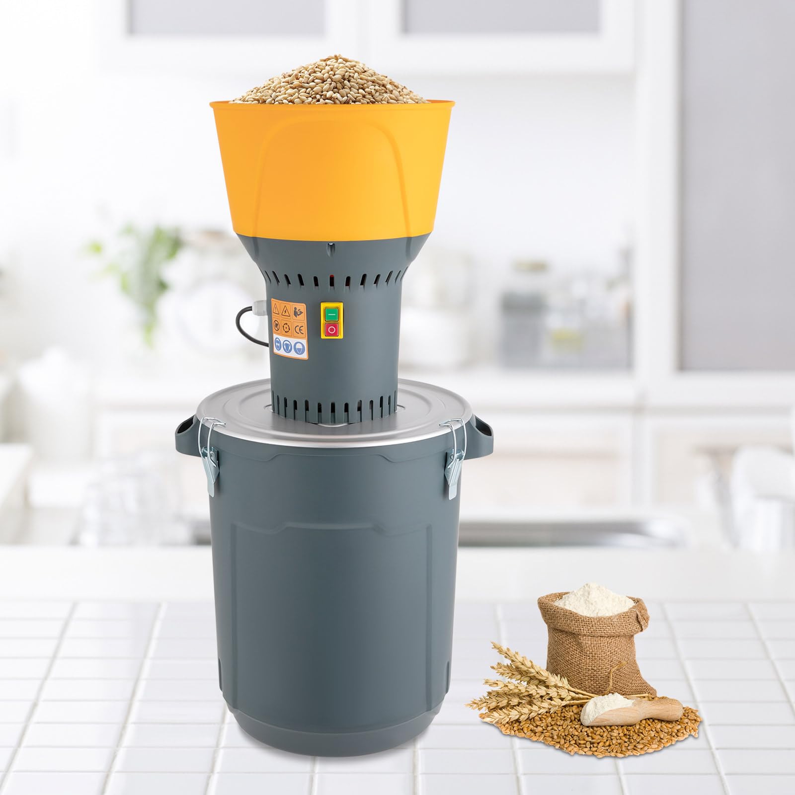 Elektrische Getreidemühle 1300W, 3000g Edelstahl Gewürzmühle mit Feinstuhl, Getreideschneider, Futtermittelherstellung, für Getreide, Gewürze, Kaffee, Nüsse, Mais