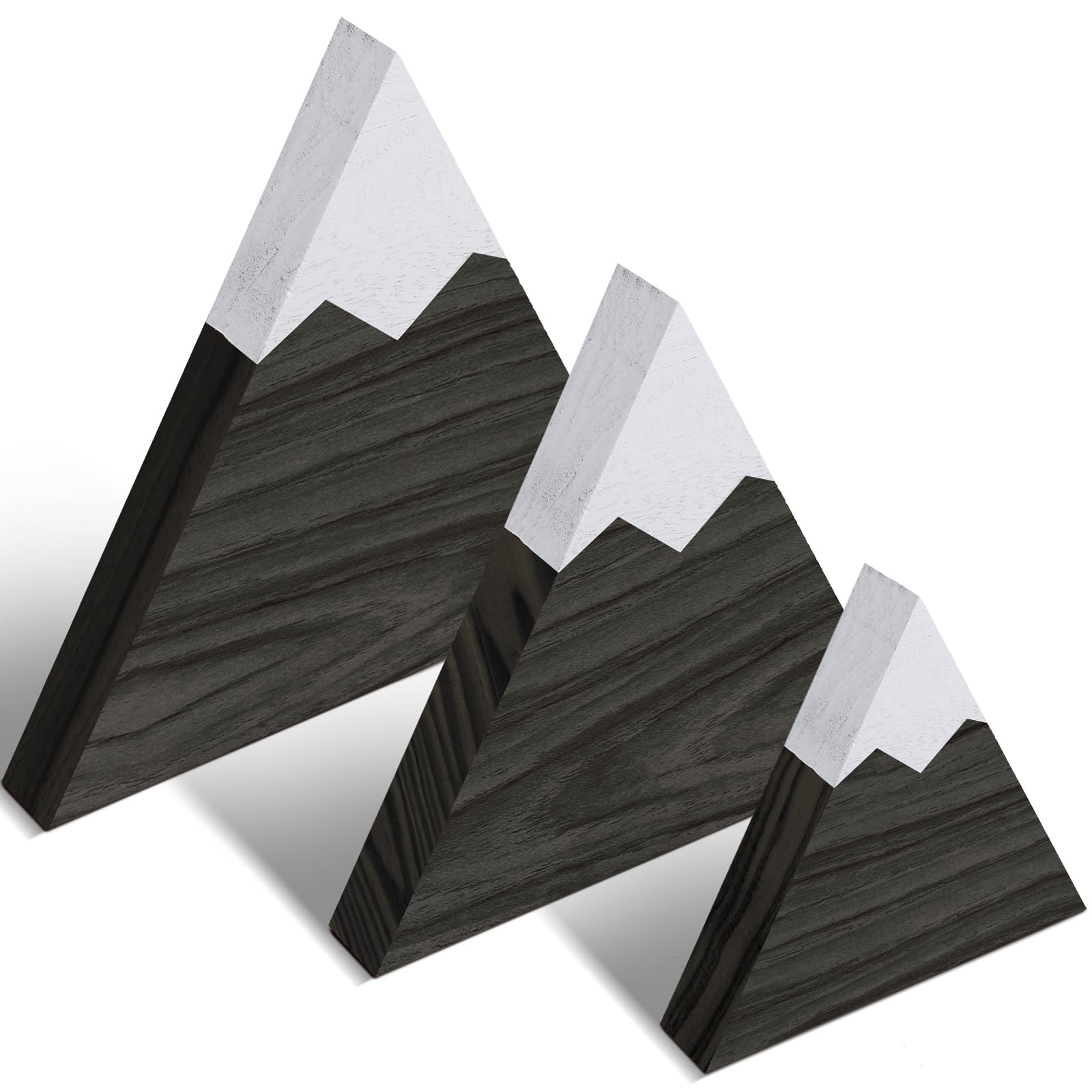 Maitys3 Pcs 3 Size Mountain Shelf Decor Mountain Wooden Sign Farmhouse Wood Mountain Decor Woodland Nursery Decor Travel Adventure Mountain Table Decor Centerpiece for Home Rustic Farmhouse (Black)