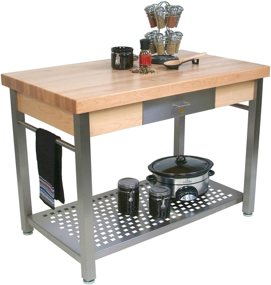 John Boos Cucina Grande Prep Table with Butcher Block Top Size/Drop Leaves 60" W x