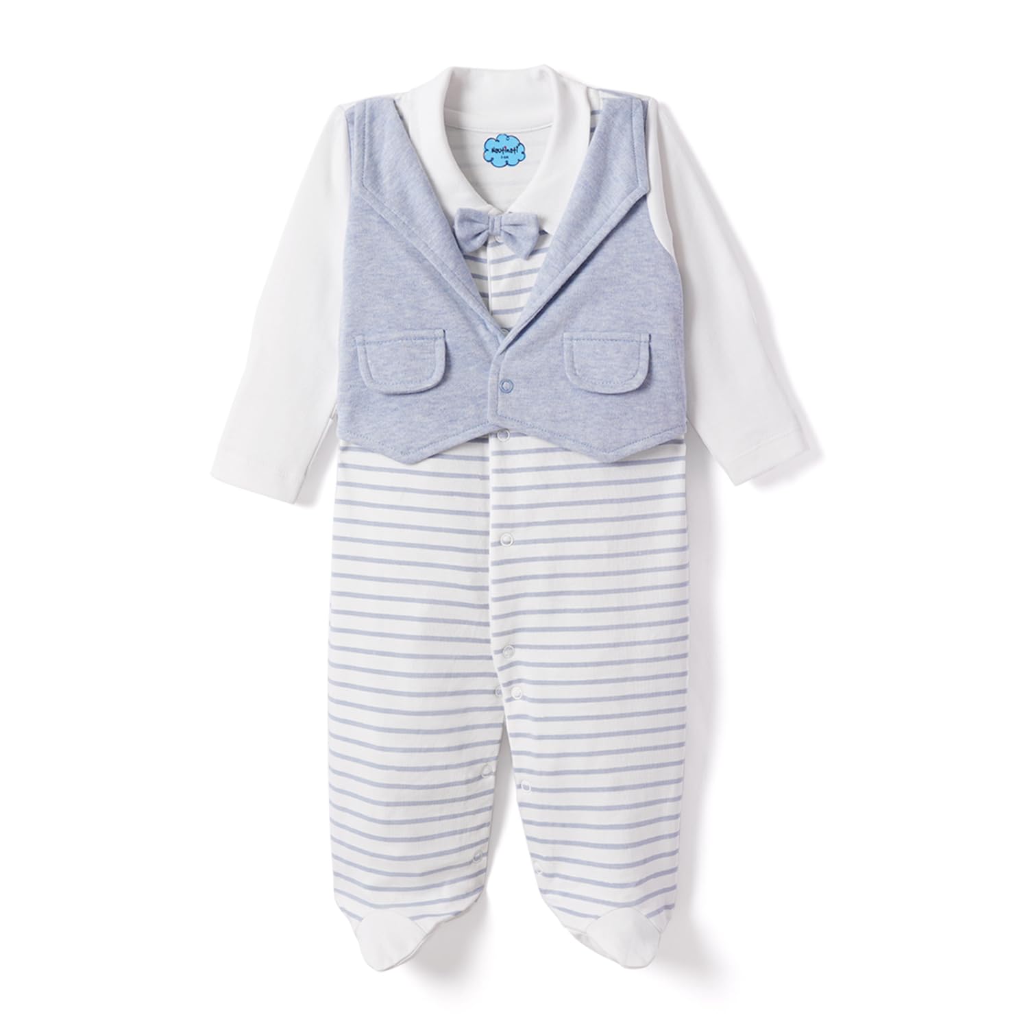 nautinati Baby Boys 100% Cotton Full Length Sleepsuit with Bow Detail | Age 0-2 Years-picture-27