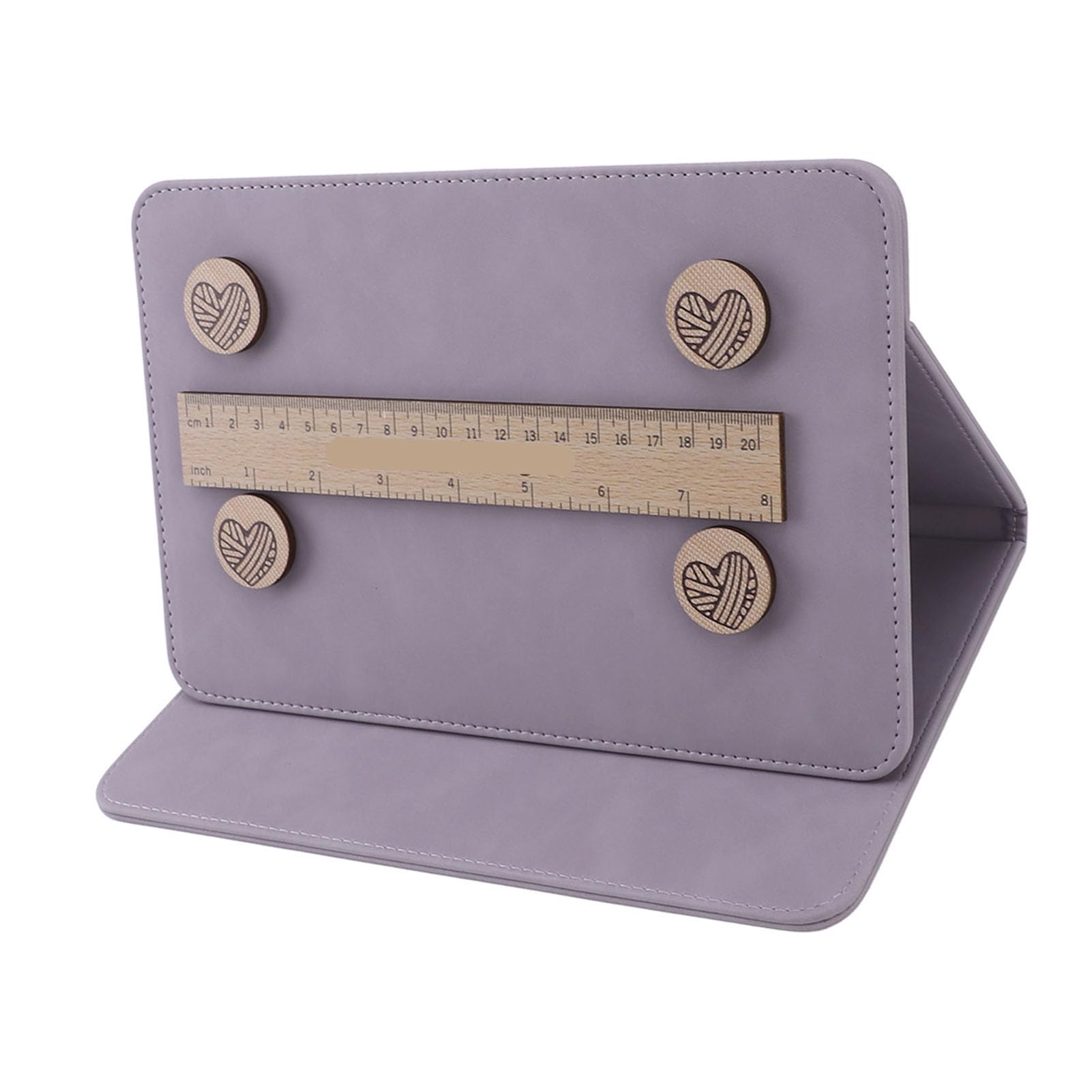 Porta grafico per lavorare a maglia, pieghevole all'uncinetto, strisce magnetiche in gomma su entrambi i lati con dischi circolari e righello, accessori per aghi portatili per uso domestico (viola)