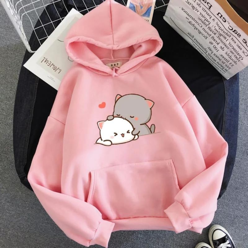 Image of Popster Printed Hooded Sweatshirt Hoody Fleece Regular Fit Full Sleeves Stylish Jumper Sweatshirts Winter Wear Hoodie for Women