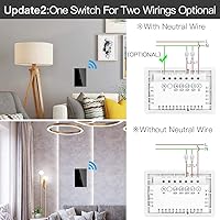 Vista 37 de MOES ZigBee Smart Touch Wall Light Switch,Requires Tuya ZigBee Hub,No Neutral Wire/N+L Wiring,No Capacitor,Smart Life Tuya 2/3 Way Remote Control