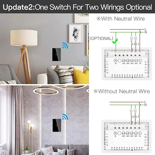 Miniatura 37 de MOES ZigBee Smart Touch Wall Light Switch,Requires Tuya ZigBee Hub,No Neutral Wire/N+L Wiring,No Capacitor,Smart Life Tuya 2/3 Way Remote Control