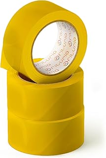 OFITURIA Cinta Adhesiva, color Amarillo, Cinta para Embalaje y Organizar tus Cajas y Envíos, Ideal para Manualidades y Decoración, Precinto de Colores Vibrantes 66 mt x 48 mm (3 und. - Amarillo)