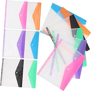 GRIRIW Pasta De Arquivos 12Pcs Clipes De Pasta De Arquivo Sacos De Arquivo Multifuncionais Inserções De Pasta De Arquivo Sacos De Folhas Soltas De Botão De Pressão Portáteis Sacos De