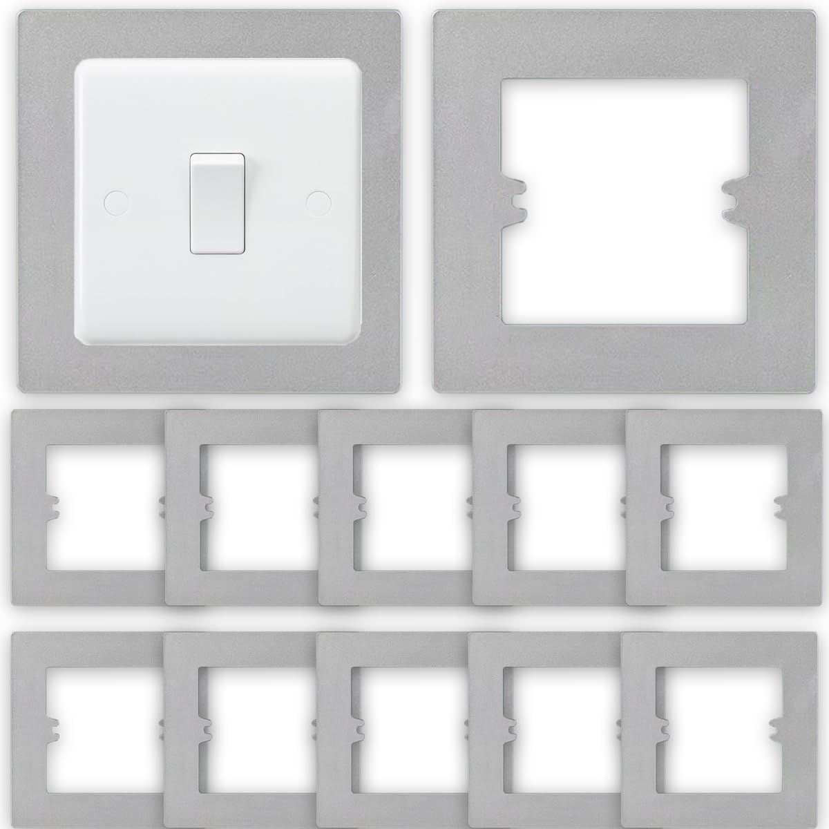 Acmerota Single Light Switch Finger Plate Surround Gray 12Pcs Light Switch Faceplate & Electrical Plug Socket Finger Plate Panel Wall Protector Electrical Plug Socket Wall Cover
