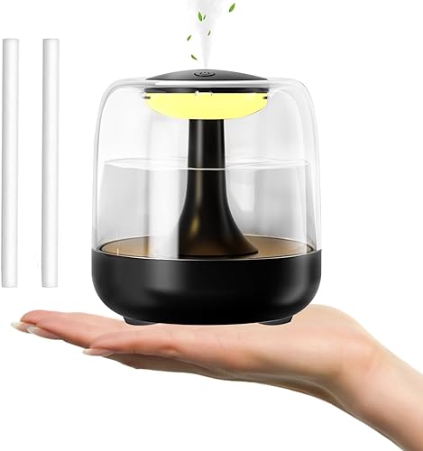 Mini humidificador portátil para dormitorio, humidificador de niebla fría USB pequeño de 14.9 fl oz con luz nocturna LED colorida, humidificador