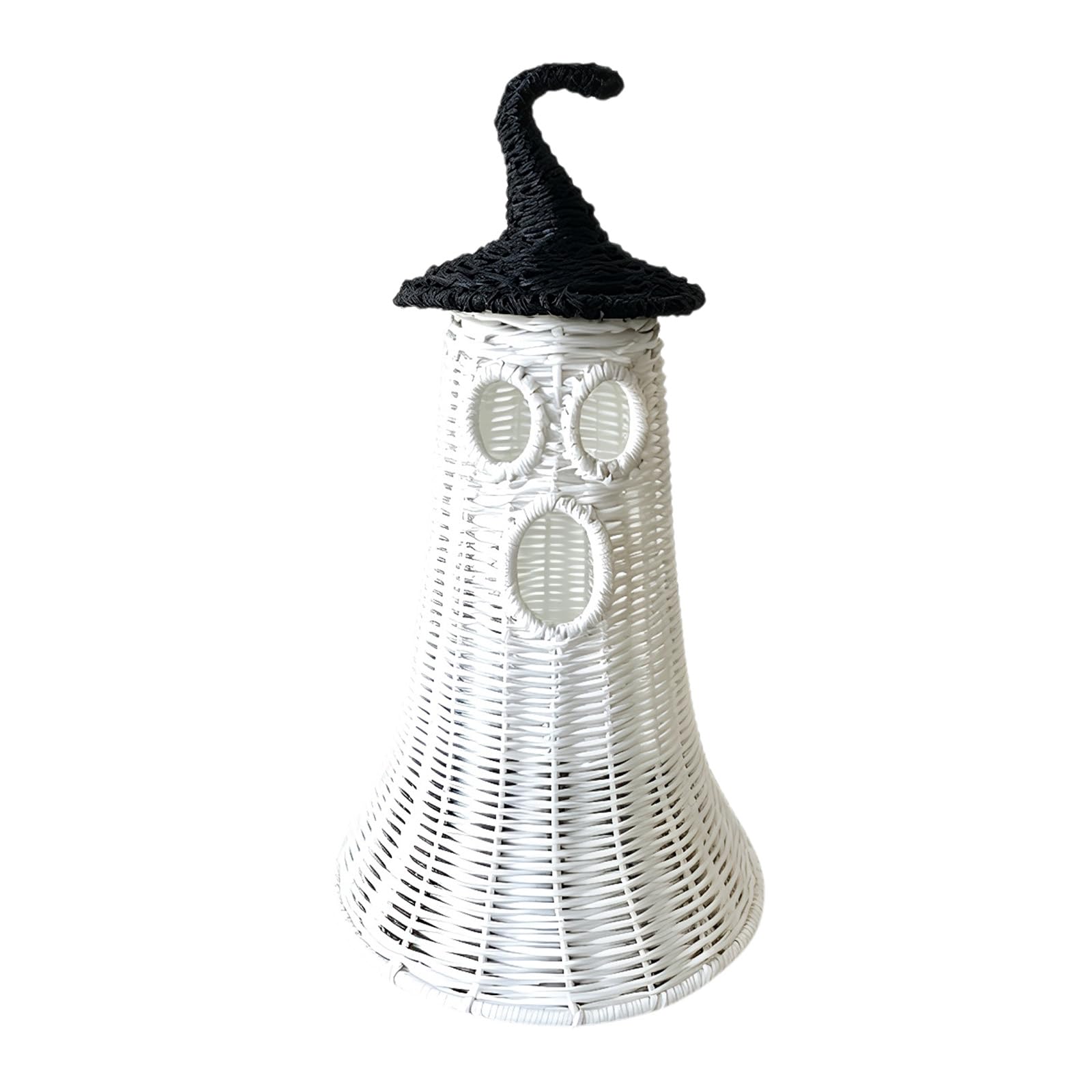 Kexpery Handwoven Rattan Ghost Witch Hat Halloween Figurine Tabletop(C) (C)