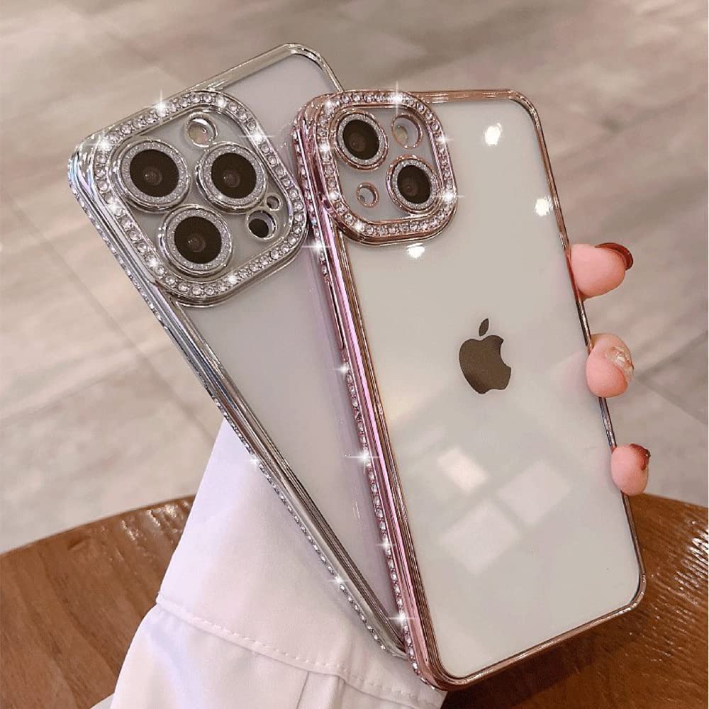 Amazon.co.jp: Fycyko iPhone 15用ケース グリッターラインストーン 