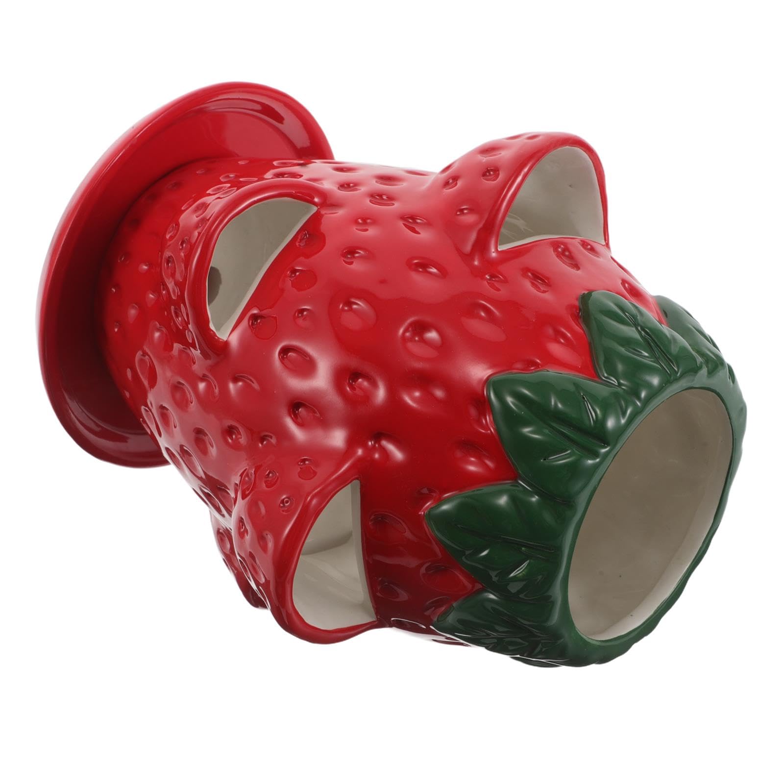 TOYANDONA Ceramiczna doniczka w kształcie truskawki - wyjątkowa dekoracyjna doniczka z podstawką do sukulentów, ziół i roślin doniczkowych