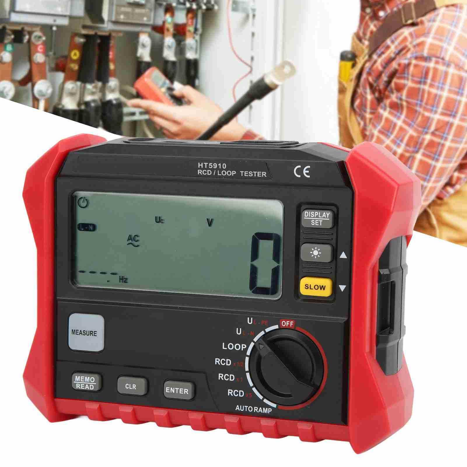 Eujgoov Digitales Isolationsprüfgerät RCD Tester Automatisches Schleifenimpedanzmessgerät für Elektroinstallationen