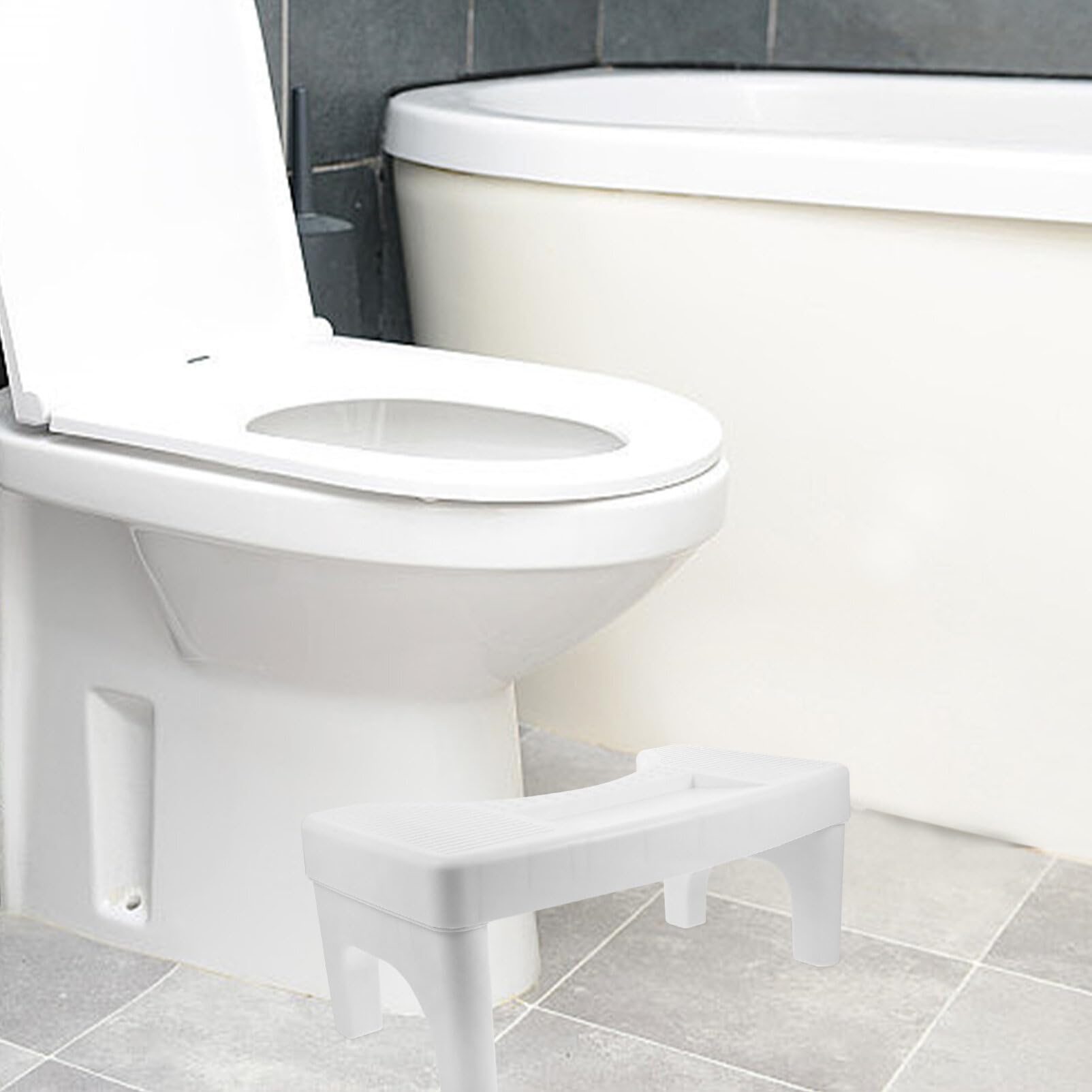 Healvian Sgabellino per Wc in Sgabello da Bagno per Adulti Poggiapiedi Antiscivolo Design Minimalista Facile da Pulire e Robusto