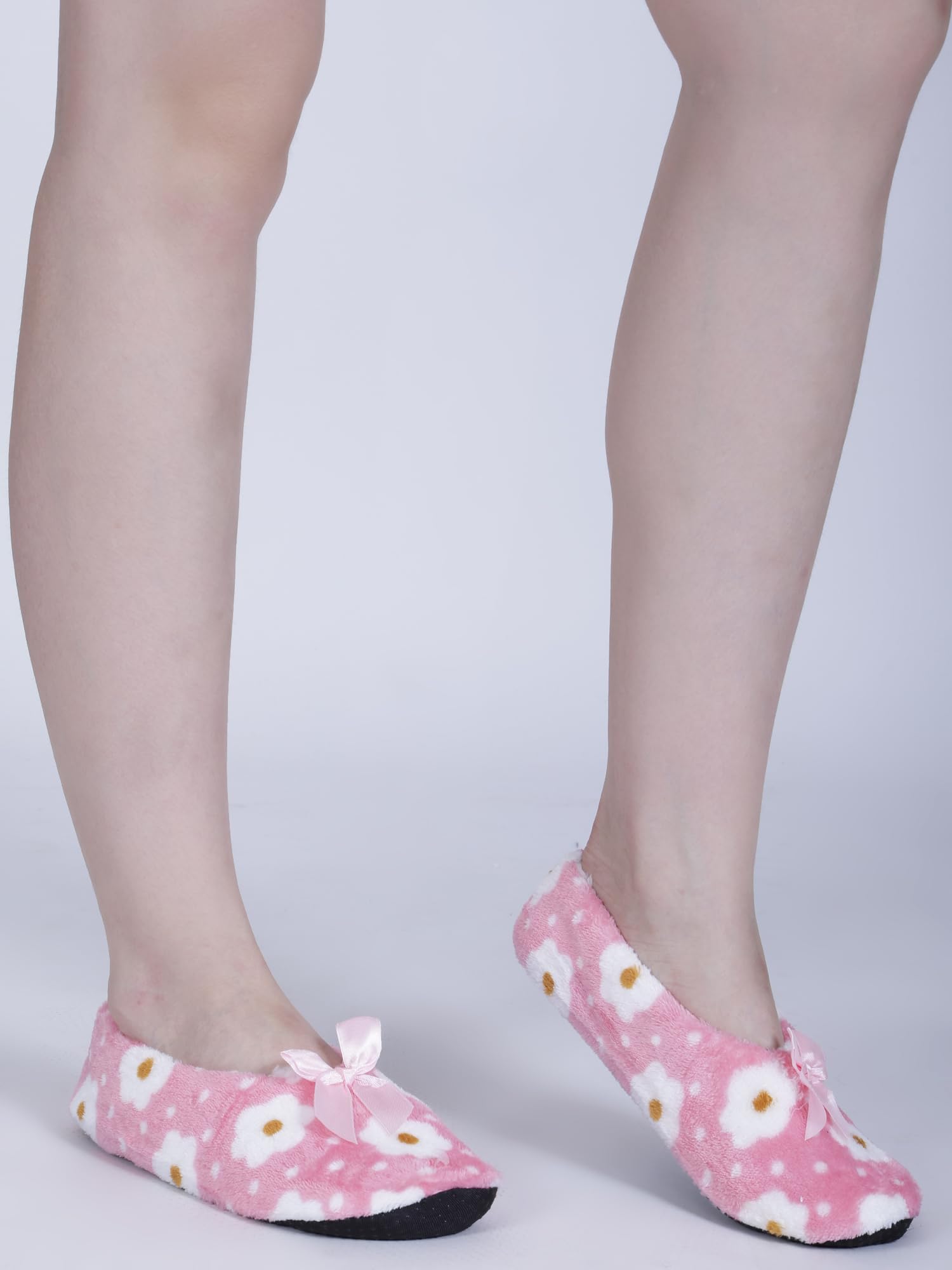 Dollar Women Anti-Slip Super Elastic Cotton Indoor Outdoor Floor Slipper Causal No Show Fur Slipper Socks In (Pack of 1), Pink, 6 UK 1