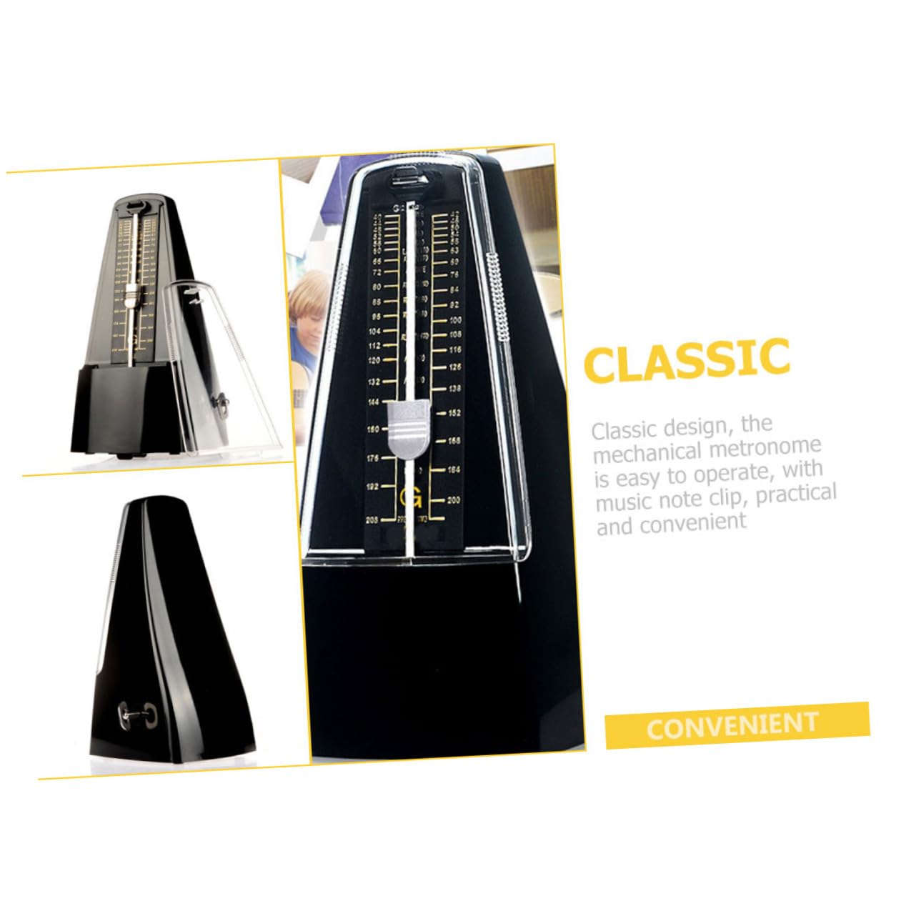 minkissy Mechanisches Metronom für Klavier Gitarre Mehr mit Musikbuch Clip Langlebiges Material Präzise Taktung für Anfänger und Musikliebhaber Zufällige Farbe Zufällige Farbe