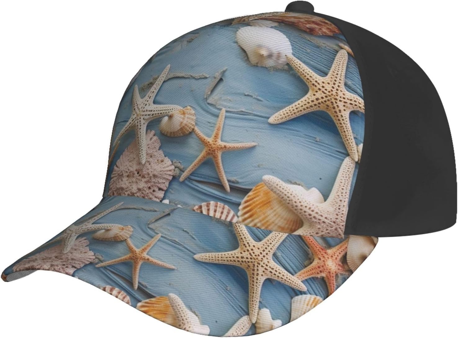 Shell Starfish Pattern Baseball Caps for Women Men Golf Dad Hat Adjustable Sun Hat Fashion Sports Caps Black