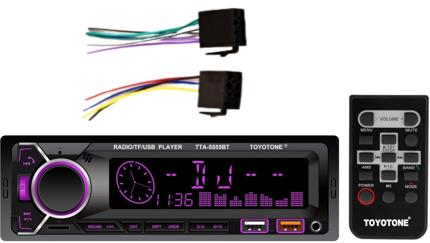 TOYOTONE TTA-5555BT Universal Fit Single Din Car Stereo MP3 Music System with Remote, Bluetooth, One Touch to Receive Call (FM/AUX/USB/TF), Dual USB Ports (Music & Charging) SD Card Slot (B0D9MCYYJS) Amazon Price History, Amazon Price Tracker