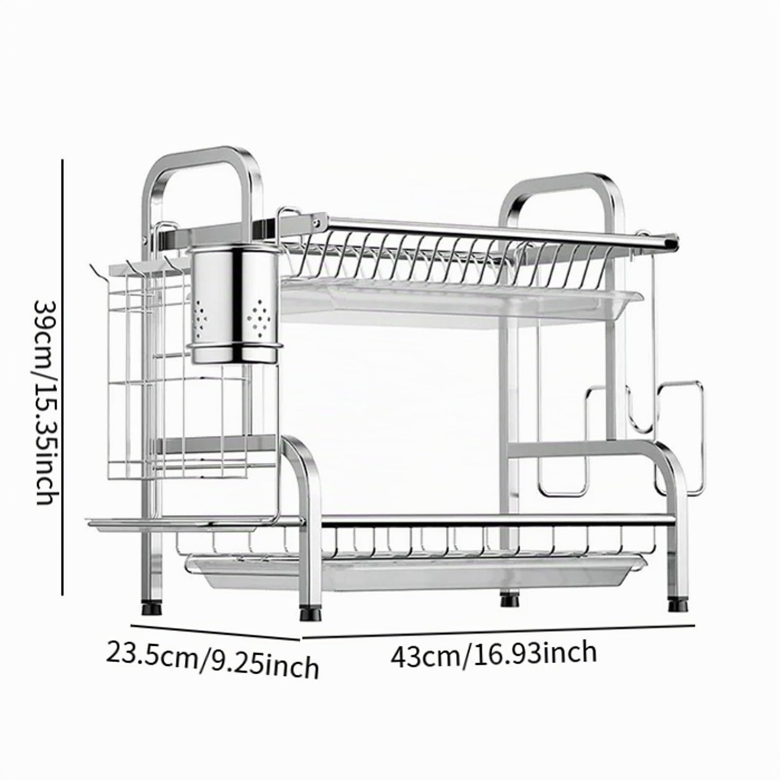 LOVIVER Scolapiatti, vassoio scolapiatti in acciaio inox, organizer per piatti da cucina con scolapiatti per hotel, ristoranti, organizzazione domestica, 43 Cmx23.5 Cmx39 Cm