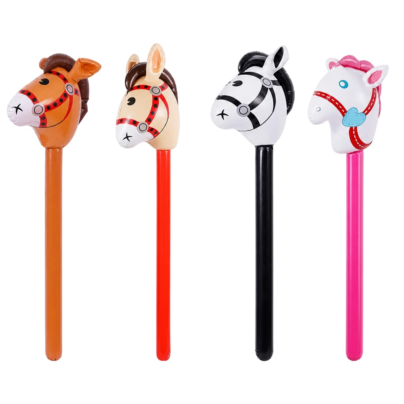 4 Pcs Blow Up Horse, Lightweight Horses Head on a Stick, Inflatable Horse Costume for Party Entertainment, Inflatable Horses Set for Events and Celebrations