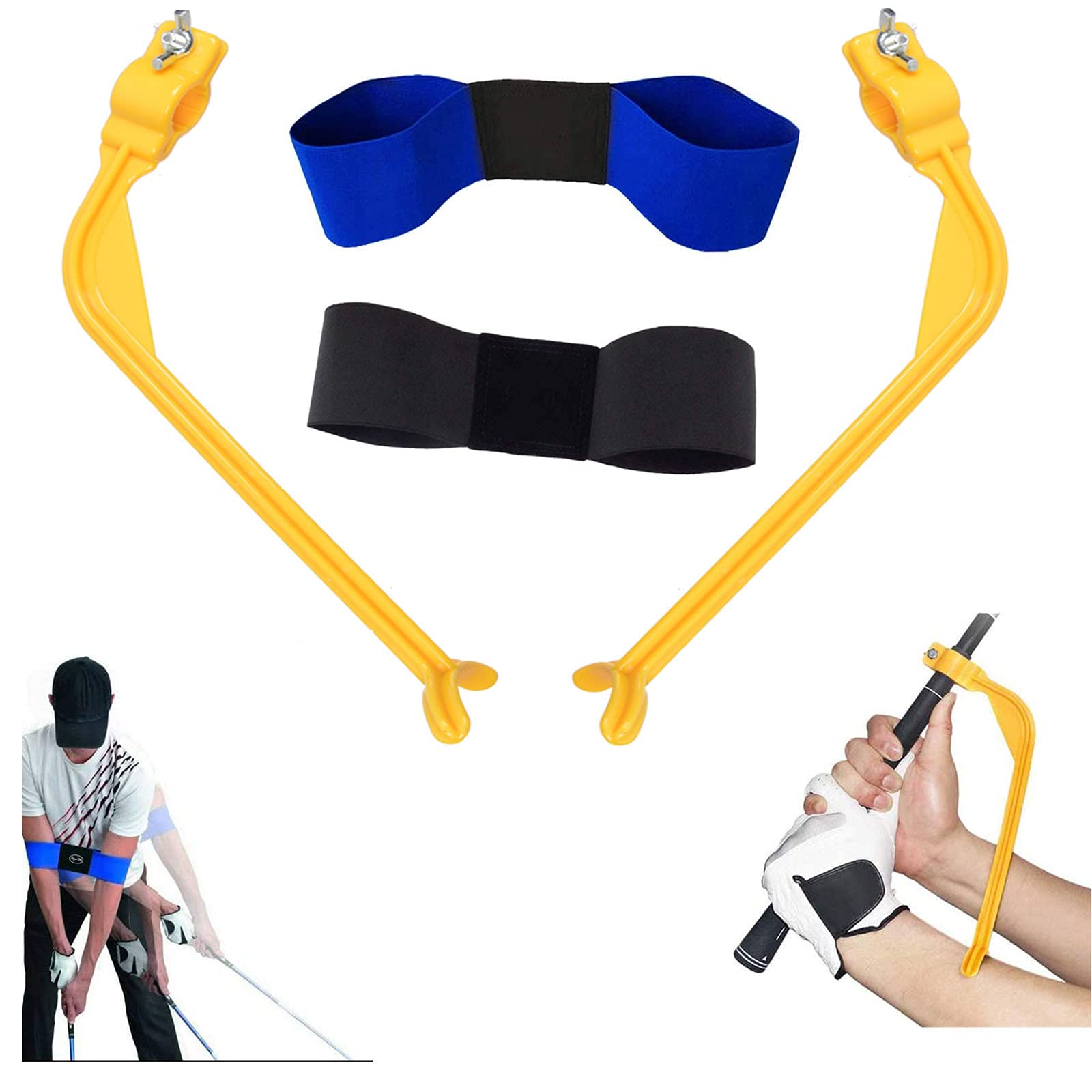 (2 Golf Swing Correction Tool + 2 Swing Training Auxiliary Armband), Golf Swing Training Auxiliary Tool, Unisex Golf Posture Exercise Correction Training Device To Form Correct Muscle Memory