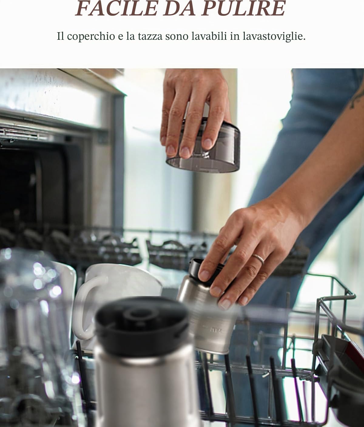 Macinacaffè elettrico con timer digitale intelligente, macinacaffè con lame a Z in acciaio inox, per macinare velocemente chicchi di caffè, noci e spezie