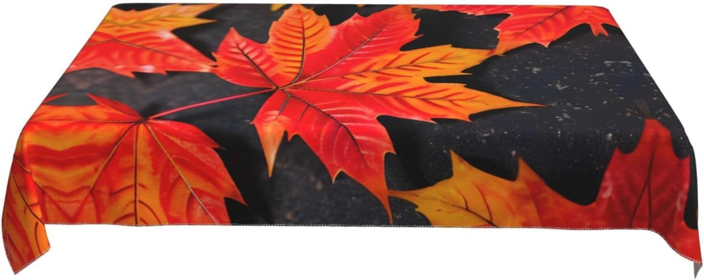 Tischdecke Abwaschbar Ahornblatt Outdoor Rechteckig 140x280 cm 3D Tischdecken Botanische Blätter Herbst, Tischtuch Ornamente Polyester Gartentischdecke 280x140 Tischwäsche Wetterfest a-947