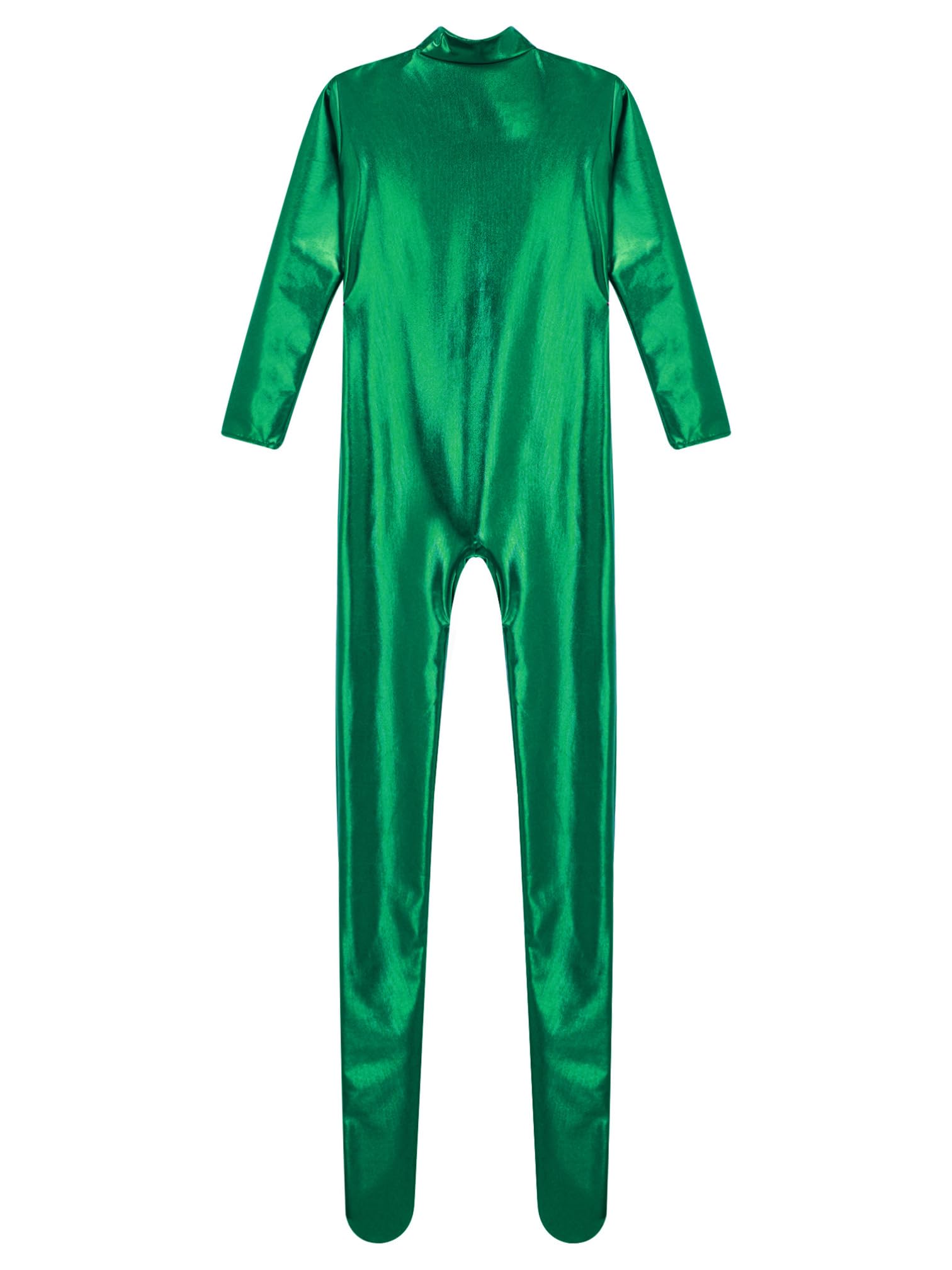MSemis Mono Brillante de Baile Completo para Mujer de Piel de Charol Jumpsuit de Gimnasia Rítmica Mono Deportivo Yoga Disfraz de Cosplay Discoteca Clubwear