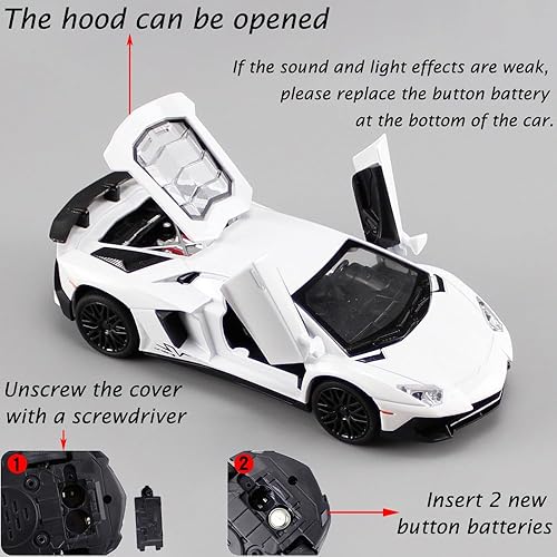 Miniatura 3 de Vehículos de juguete Lambo Aventador modelo de coche de juguete fundido a troquel con luz y sonido