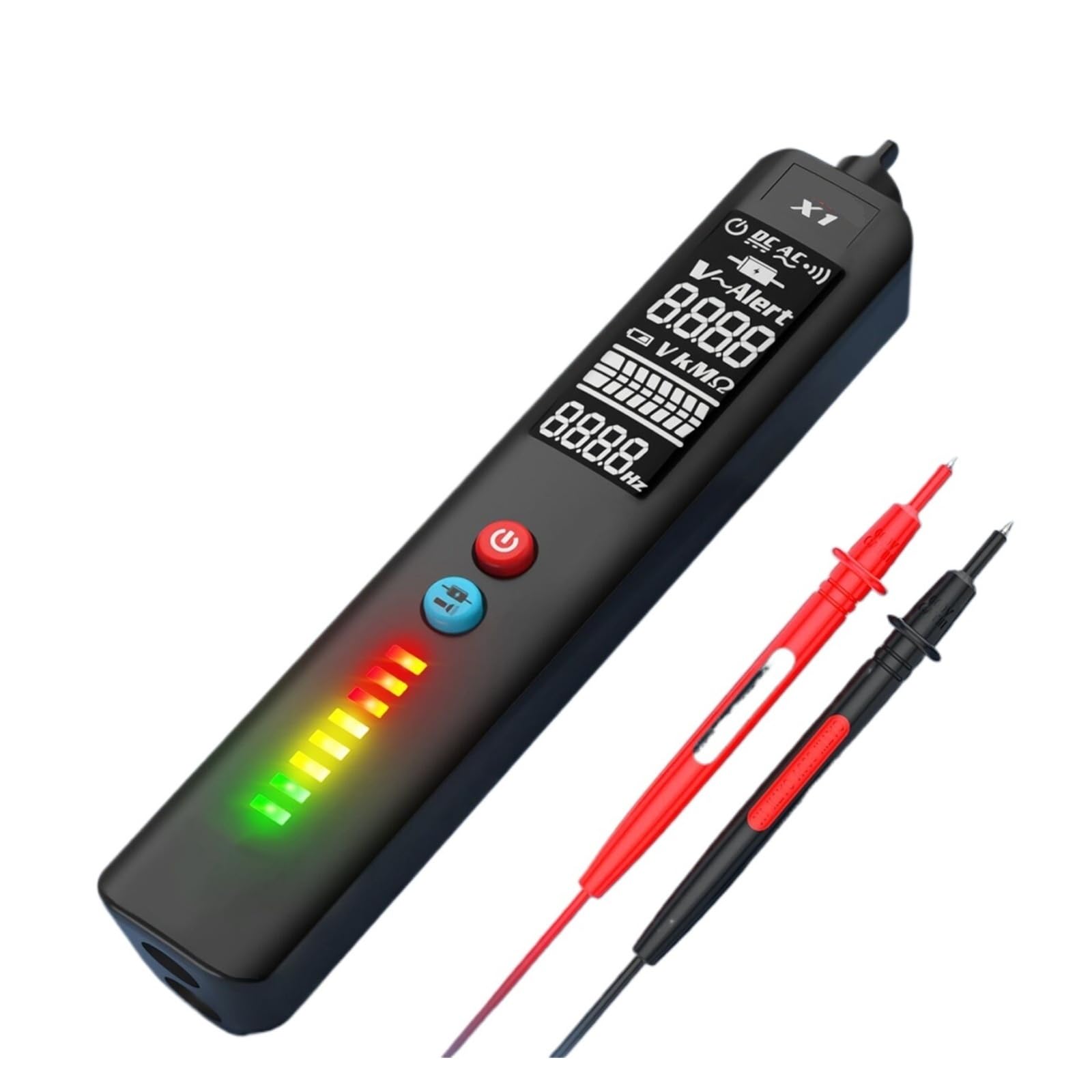 Spannungsprüfer, LCD-Spannungsdetektor mit 3 Zeilenanzeige, berührungsloser AC-Stift, stromführender Leitungsbruchpunktortung Schutzhülle
