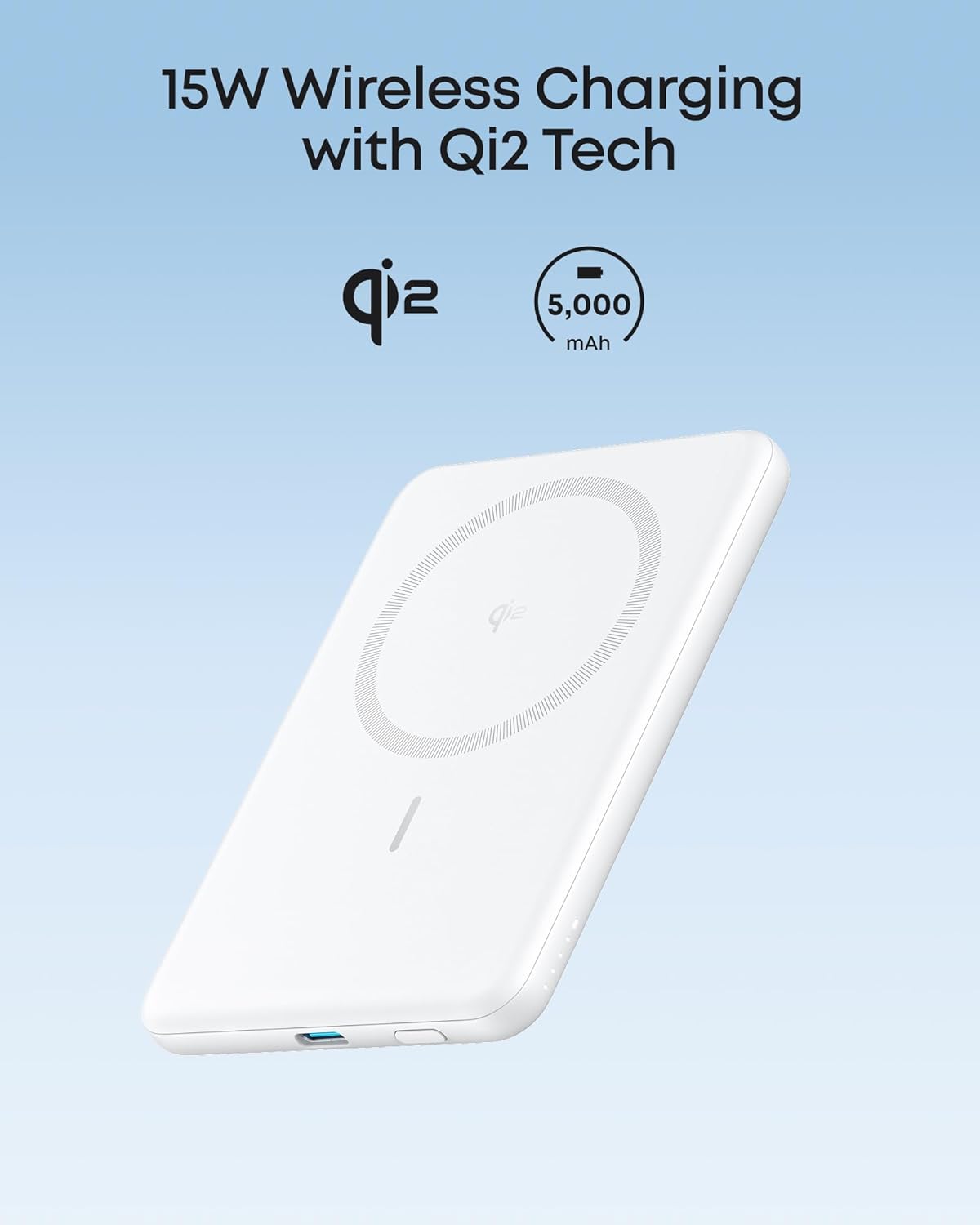 Anker MagGo Power Bank, Ultra-Slim 5,000mAh Magnetic Battery Pack, Qi2 Certified 15W Max Ultra-Fast MagSafe-Compatible Portable Charger, Ergonomic Design, for iPhone Air / 17/16 Series - Image 3