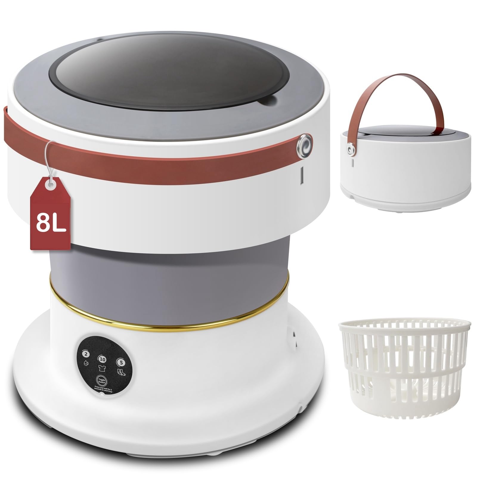 Mini Portable Washing Machine, Foldable & Portable Mini Washer Machine, 8L Collapsible Mini Portable Washer with Spin Dryer, Folding Washing Machine for Apartments, Camping, Travel.