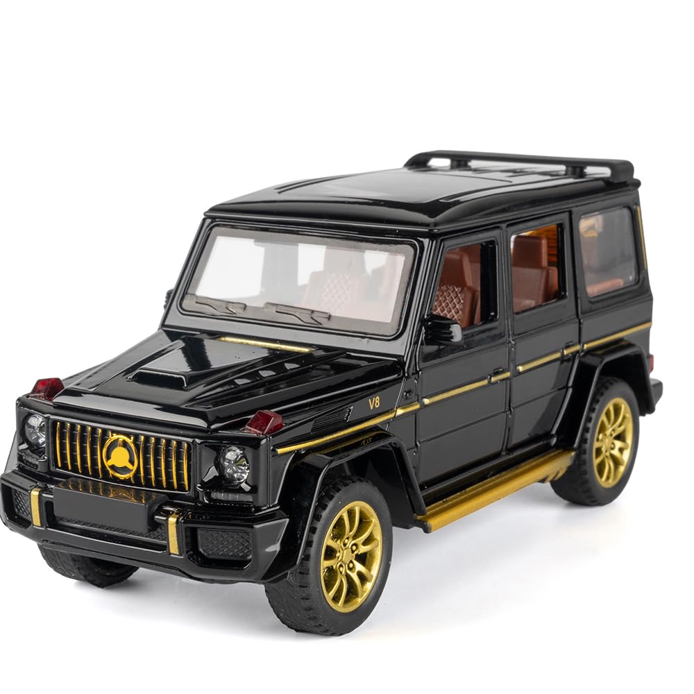 iLooboo Alloy Collectible Black Benz G63 AMG Toy Vehicle Pull Back Die-Cast Car Model with Lights and Sound