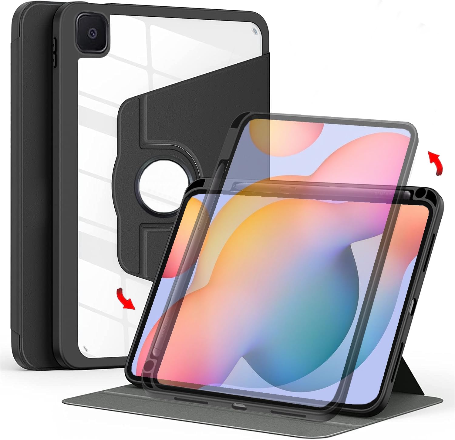 ProElite 360 Degree Rotatable Smart Flip Case Cover for Samsung Galaxy Tab S6 Lite 10.4 Inch 2024 SM-P610/P615, Transparent Back with Pencil Holder, Black (B0C89P5XDB) Amazon Price History, Amazon Price Tracker