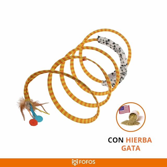 Foto 4 de 8 de FOFOS Túnel de Juguete para Gatos con Plumas Reales y Juguete de Ratón, Catnip de Calidad Estadounidense…