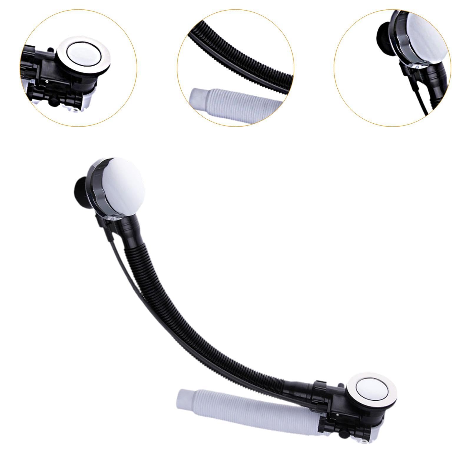 Tubo de Desagüe para Bañera, de Desagüe Universal con Rebosadero para Bañera, Desagüe Flexible para Baño, Aseo, Distancia Entre