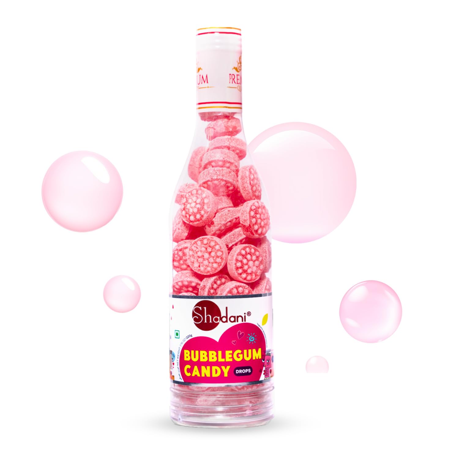 Bubblegum Candy 220g Jar | Classic Chewy Bubblegum Flavour | Colourful Sweet Treats | Vegetarian Candy