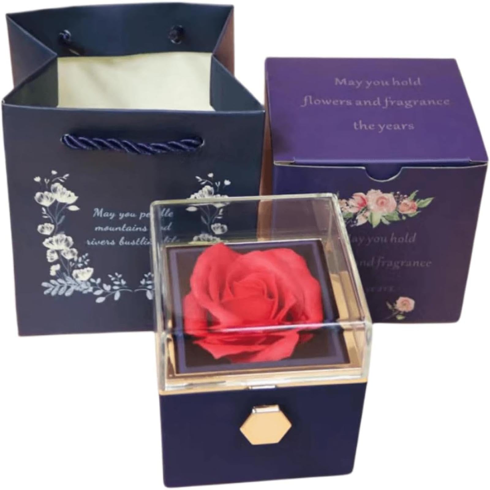 Amazon｜回転 玫 瑰 ジュエリー収納 ロマンチックな告白永遠の花バラ