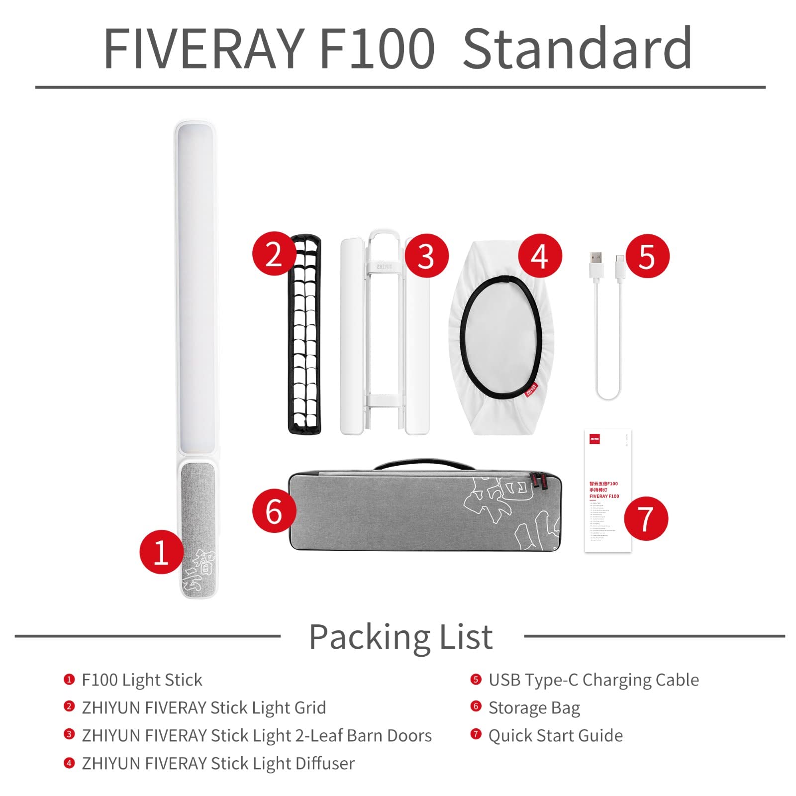 Amazon | ZHIYUN FIVERAY F100 ホワイト 100W RGB ハンドヘルド LED