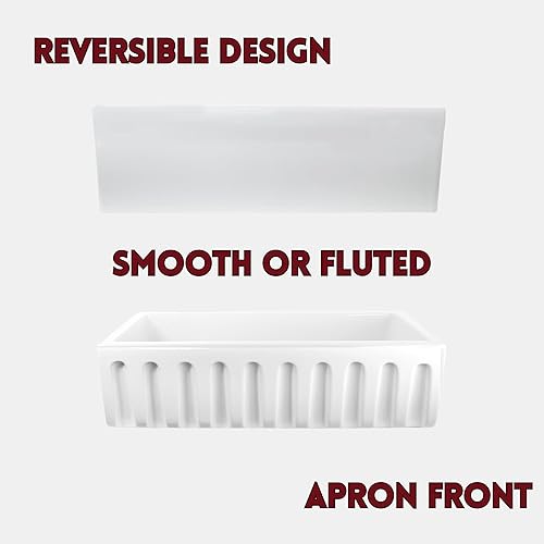 Miniatura 3 de Fregadero de granja blanco – Fregadero de granja de 36 pulgadas con delantal, fregadero de cocina de granja de arcilla refractaria, fabricado en