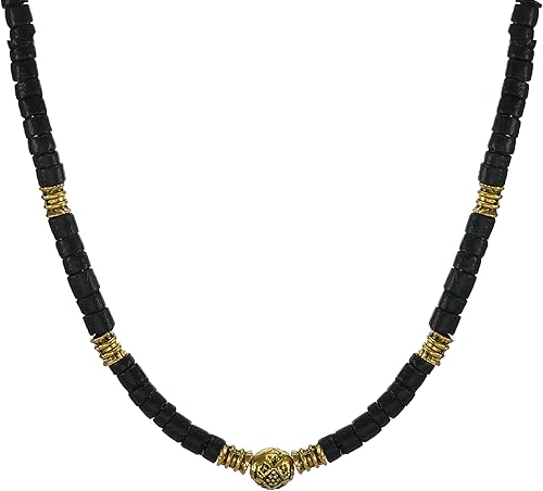 Miniatura 2 de Beautiful Handmade Black Coco Shell with Gold Bead Necklace 16, 18, 20 or 24 inch