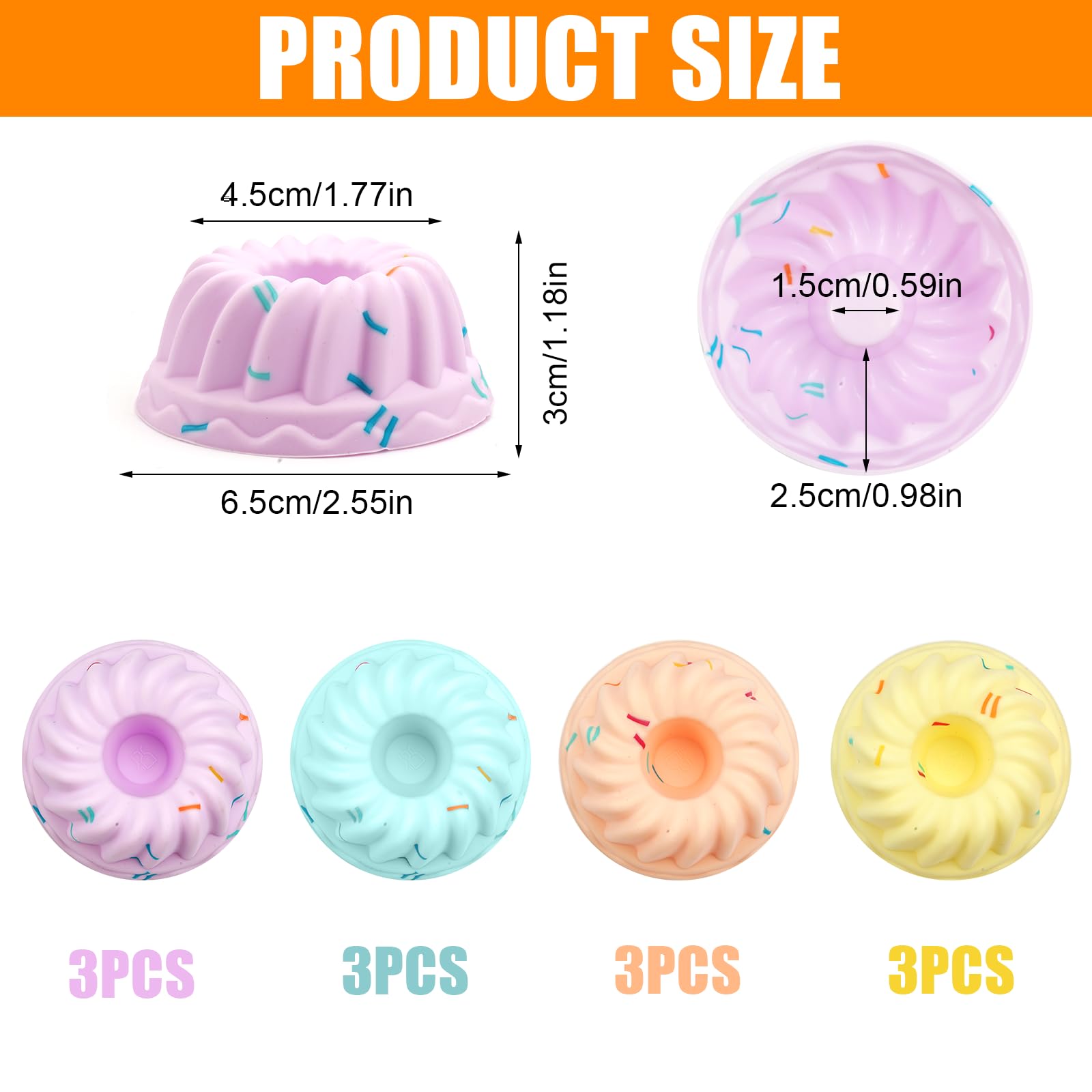 AOOGON 12 Pezzi Stampi in Silicone Muffin, Stampi Riutilizzabili Cupcake, Mini Ciambelle Stampi per Torte, Dessert, Cioccolato, Budino (Style 2